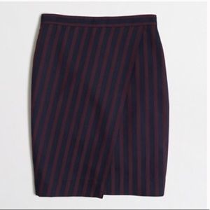J. Crew Navy Red Stripe Envelope Pencil Skirt